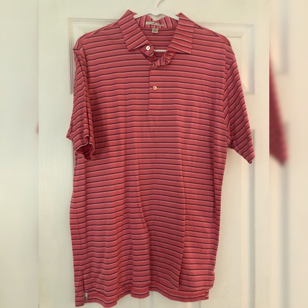 Peter Millar Red Striped Polo